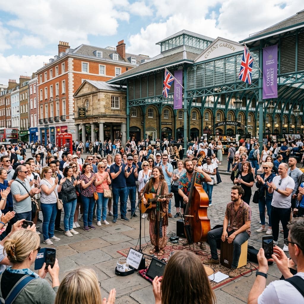 Lively street performances in Covent Garden